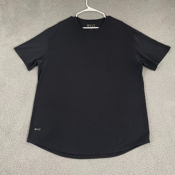 BYLT Dropcut Lux S/S Tee Men XXL Black Curved Hem Athletic Premium Basics Shirt - Picture 1 of 9